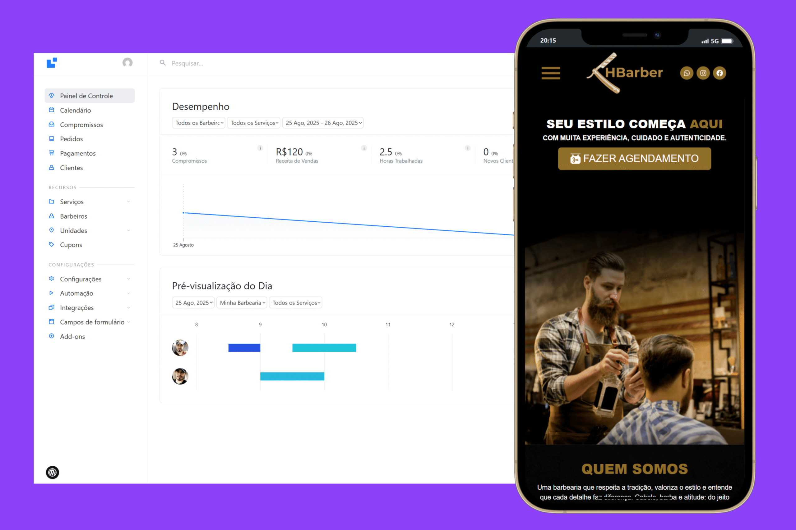 Sites Prontos Profissionais site para barbearia com sistema