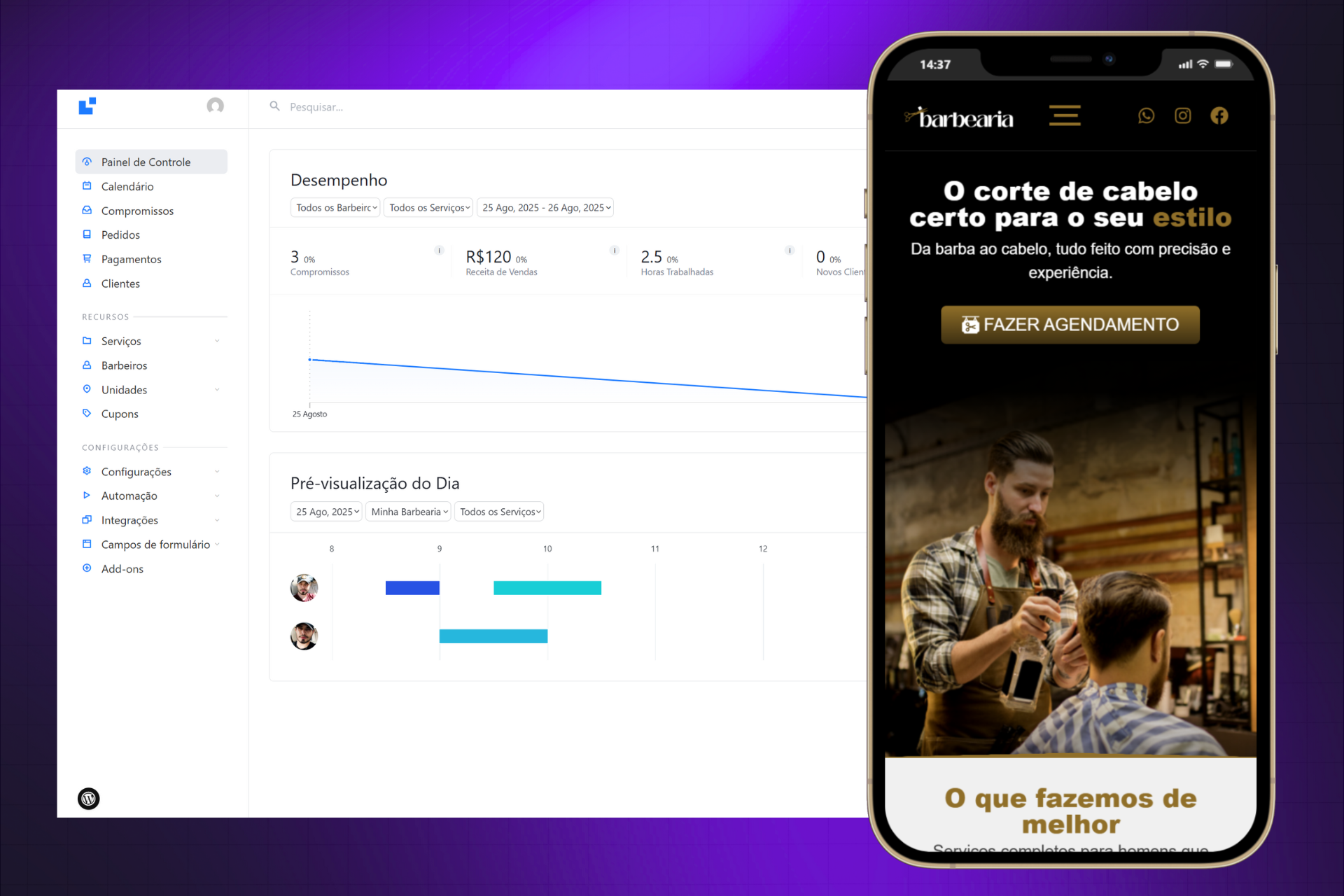 Sites Prontos Profissionais site para barbearia com sistema