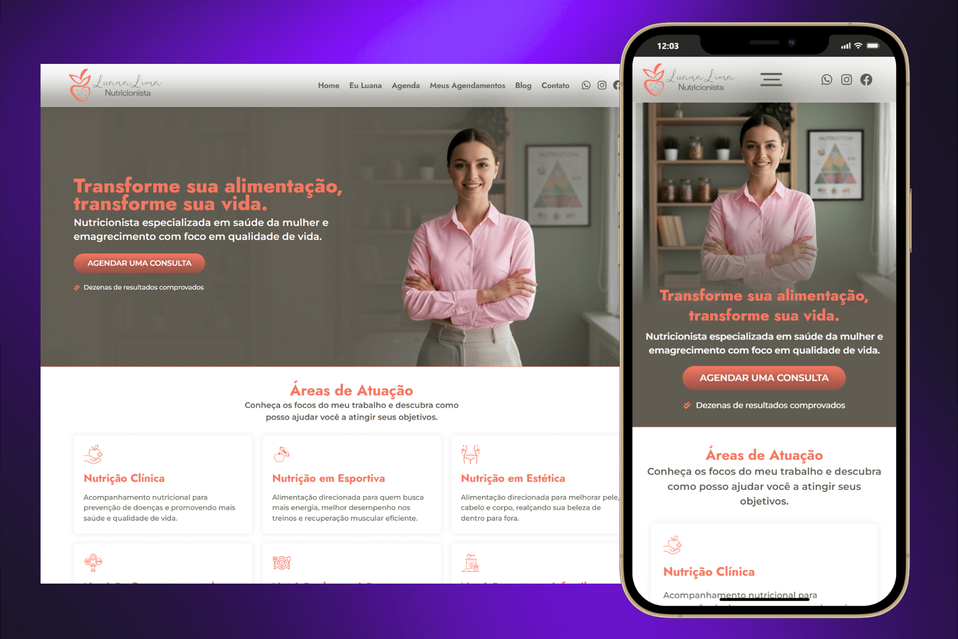 Sites Prontos Profissionais site para nutricionistas